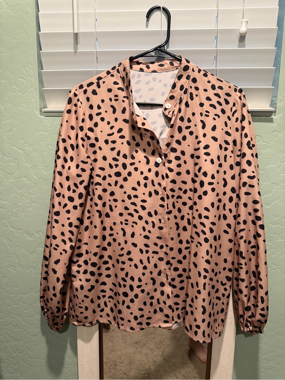 Womens Pink Spot Print Button-Front Blouse